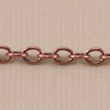 Chain & Clasps Antique Copper Finish, Small Round Cable Chain, 2mm, by the Inch